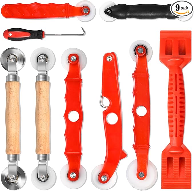 Screen Repair Tool,Window Roller,Spline Installer,9 in 1 Window Installation Tool,Screen Mouse Spline Roller for Installing & Replacing Window Patio Sliding Door (9 in 1)