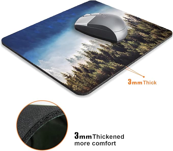 Natural Misty Forest Mouse Pads for Desk, Portable Wireless Computer Mouse pad Small Design with Women, Non-Slip Rubber Base Laptop Mousepad 9.5" x 7.9" Smooth Surface for Office & Travel