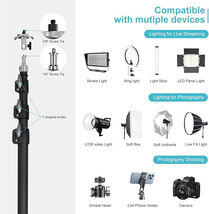 20FT Extra Tall Tripod with Rope Heavy Duty Video Camera Stand