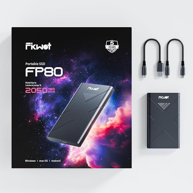 1TB External SSD, Portable SSD, Up to 2000MB/s, USB 3.2 Gen2x2 External Solid State Drives, Compatible with Smart TV, PS5/PS4(Pro), iPhone 15/16, Xbox, Mac & Windows and Other Devices(FP80)
