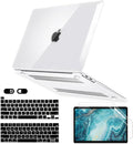 Crystal Clear Case for MacBook Pro 13 inch M2 M1 A2338 A2289 A2251 A2159 A1989 A1706 2023-2016 Release with Touch ID, 6 in 1 Plastic Hard Shell&Keyboard Cover&Screen Protector&Webcam Cover,Transparent