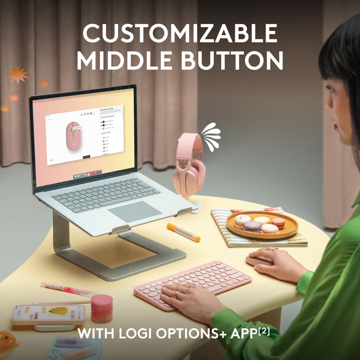 Logitech M350s Pebble 2 Bluetooth Wireless Mouse - Tonal Rose