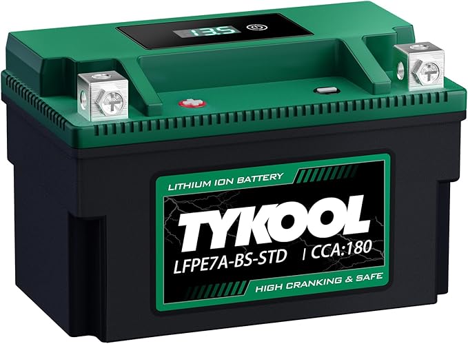 YTX7A-BS-STD 12.8V 3AH 180CCA LiFePO4 Lithium Motorcycle Battery fit for ATV,UTV, Riding Lawn Mower，Snowmobile，Scooter, Personal watercraft, Jet Ski, 4 Wheeler and more.