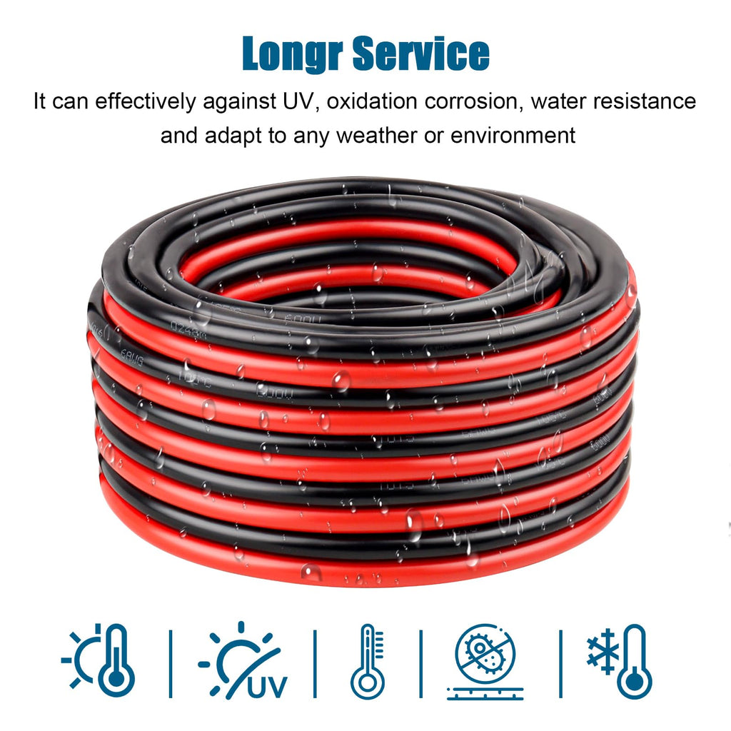 6 Gauge Wire 2 Conductors Copper Wire, 6 AWG Battery Cable Oxygen Free Copper Wire for Solar Panel, Automotive, Trailer, RV and Speaker (6 Gauge 10FT)
