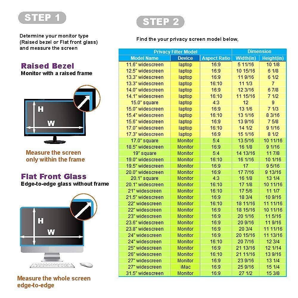 WELINC 22 Inch - 16:10 Aspect Ratio - Computer Privacy Screen Filter for Widescreen Monitor - Anti-Glare - Anti-Scratch Protector Film - Protects Your Eyes from Harmful Glare and Blue Light