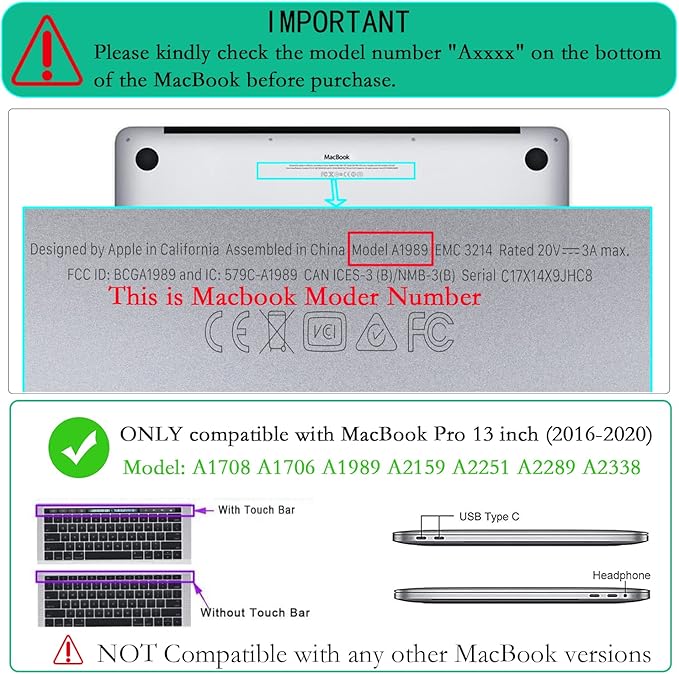 LanBaiLan Compatible for MacBook Pro 13 inch with Touch Bar 2022 2021 2020 2019 2018 2017 2016 Release M1 M2 A2338 A2289 A2251 A2159 A1989 A1706 A1708, Laptop Hardshell Case & Keyboard Cover, Grass