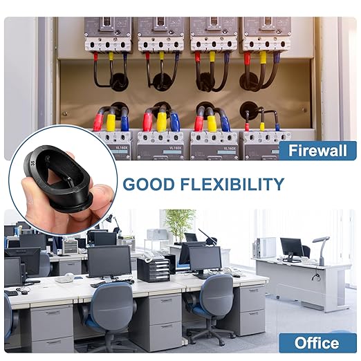 uxcell 4Pcs Cable Cord Grommet, 2"(50mm) Rubber Desk Grommets Wire Pass Through Hole Cover with Marked Cable Ties for Home Office Cable Wire Protection, Black