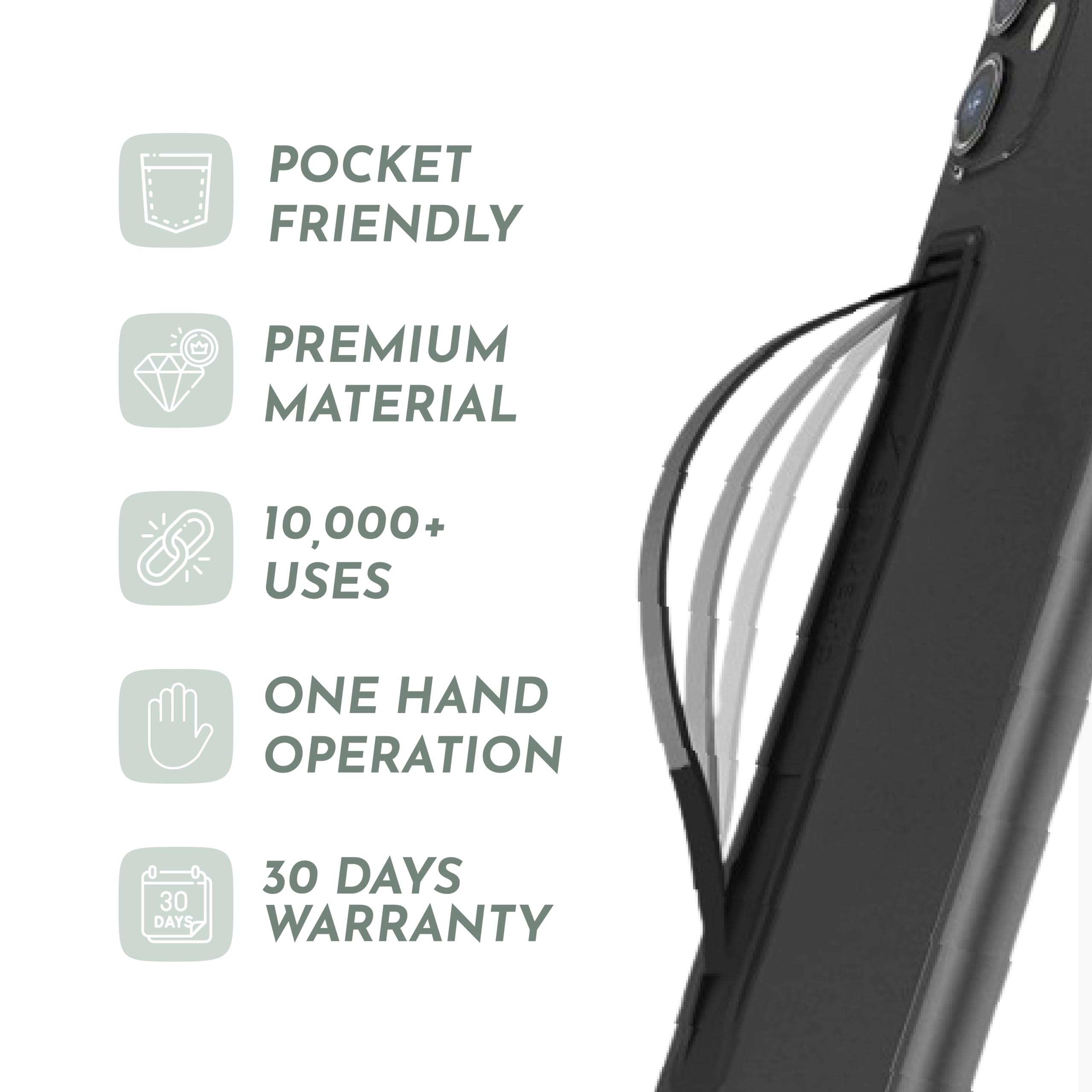 SleekStrip SleekGrip-Essential Ultra Thin Phone Grip Stand,Slim Metal Finger Loop Ring Hand Holder Strap Cell Phone Grips for iPhone 16 Pro Max,17 Air,Android,Case Back - Black x Navy Blue