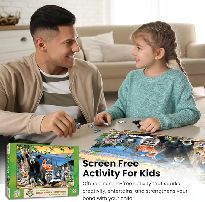 MasterPieces – 100 Piece Jigsaw Puzzle for Kid 6+ Years, Wildlife of The National Parks, Educational and Fun Game, Gift Idea for Children, 19" x 14"