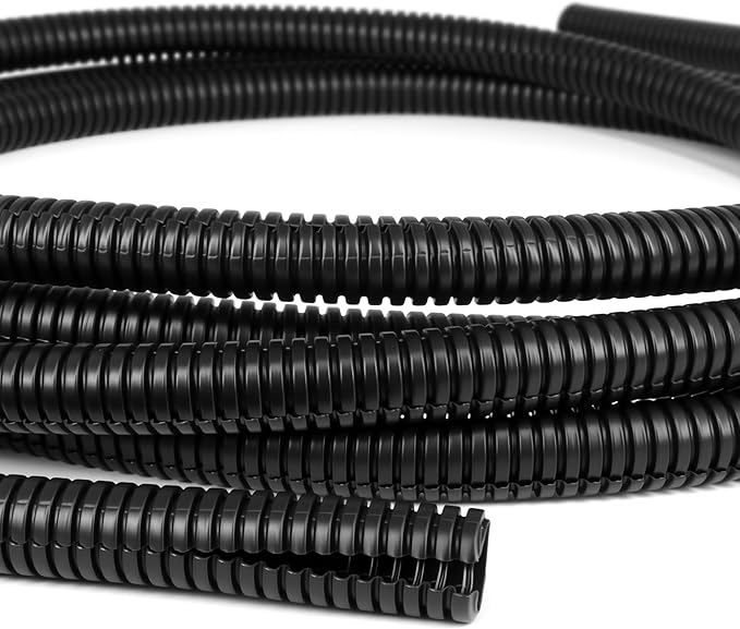 Split Wire Loom Tubing,10,25ft Cord Protectors from Pets No Chew, Flexible Wire Covers Cord Protectors, Protective Split Cable Sleeve for Automotive Home Industrial Wires(Black, 0.51inch-25ft)
