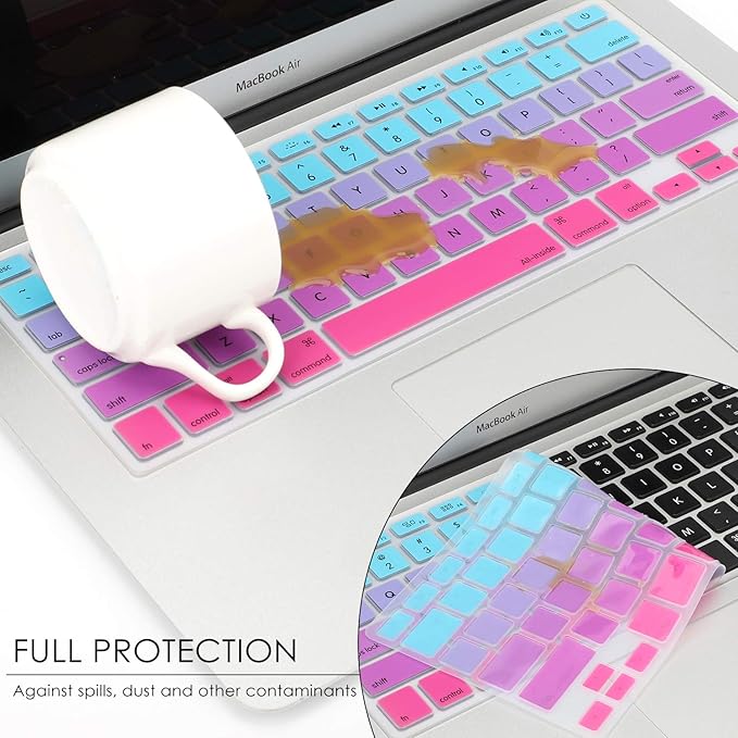Allinside Blue and Pink Ombre Keyboard Cover Skin for MacBook Pro 13" 15" 17" (2015 or Older Version), MacBook Air 13" A1369/A1466, Older iMac Wireless Keyboard MC184LL/B