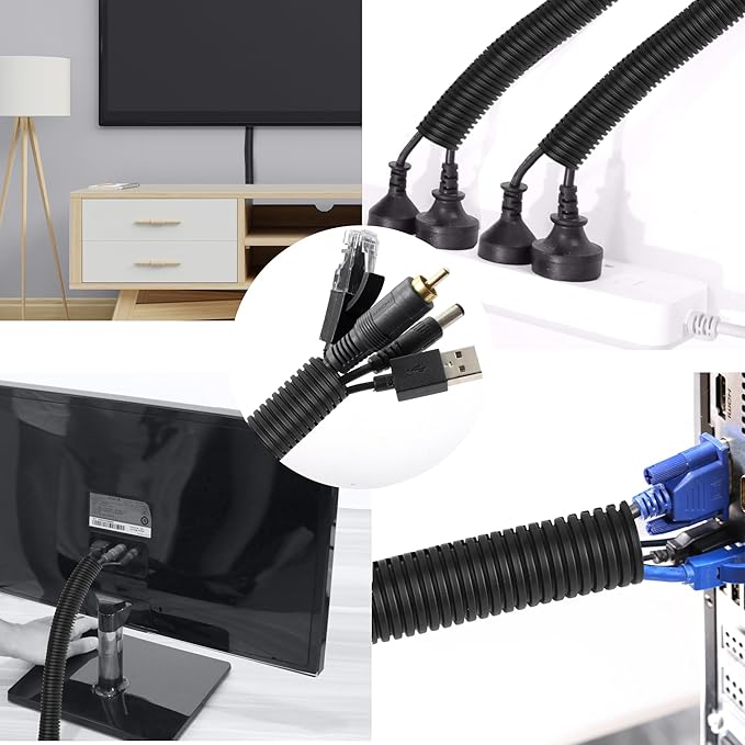CrocSee 25ft - 3/4 inch Flame Retardant Split Wire Loom Tubing with Installation Tool - Flexible Wire Covers Cord Protectors - Black