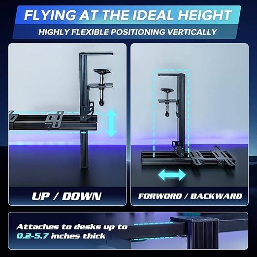 Reashy Hotas Mount, Joystick Mount, Aluminum Flight Stick Desk Mount for Logitech X56, X52, X52 Pro, Thrustmaster T.1600M, TCA, T.Flight Hotas One, 4, X, Airbus, VKB Gladiator Nxt (Gray)