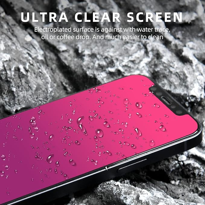 EGKimBa Privacy Screen Protector compatible with iPhone 12 Pro Max, 6.7 inch Gradient Colorful Electroplated Anti-Spy Anti-Blue Light Easy Installation Tempered Glass