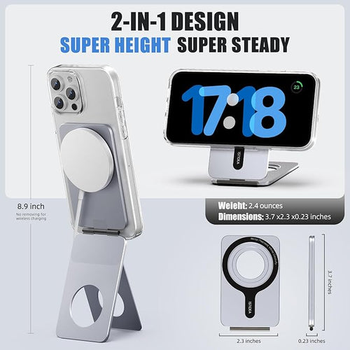 1ST IDEA for Magsafe Tripod, Tripod for iPhone Lightweight Aluminum Alloy & Angle Adjustment & Strong Magnets iPhone Tripod Stand Compatible with 17/16/15/14/13/12 (Included Metal Ring)