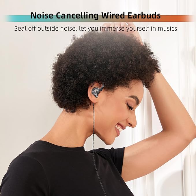 CCZ DC01 Pro Gaming Earbuds, Professional iems for Gaming, Super Bass in Ear Monitor Headphones Wired Earphones with 1DD, Patent Ear fins, Ear tips, for School Student Laptop Podcaster (Cyan with mic)