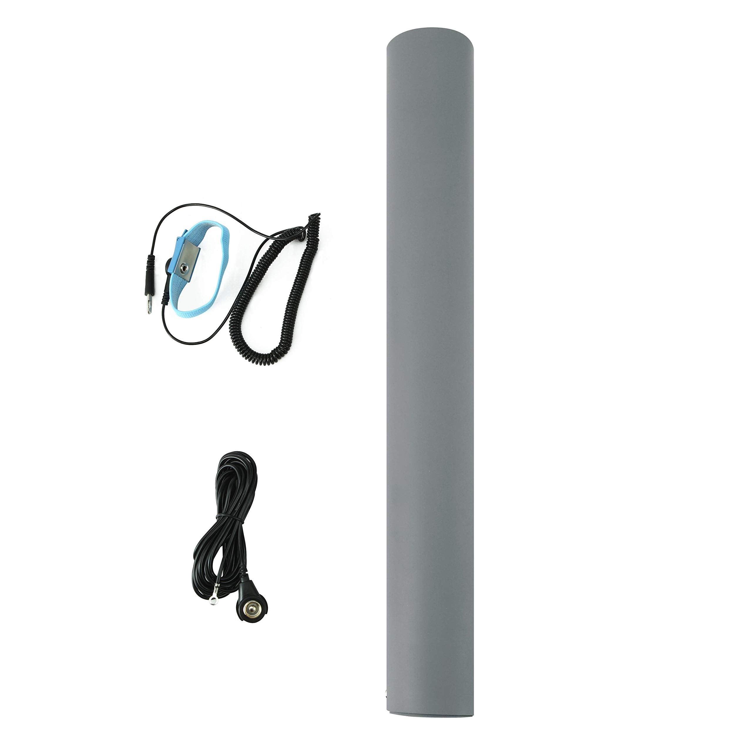 MWRF Source ESD Mat Kit with Wrist Strap and Grounding Cord (2.5 FT x 4 FT x 0.12 Inch, Grey)