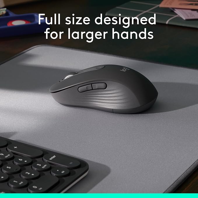 Logitech Wireless Mouse Signature M650 L Full Size - Large Hands, 2-Year Battery, Silent Clicks, Customizable Buttons, Bluetooth, PC/Mac/Chromebook - Classic Blue, Right-Handed, Large
