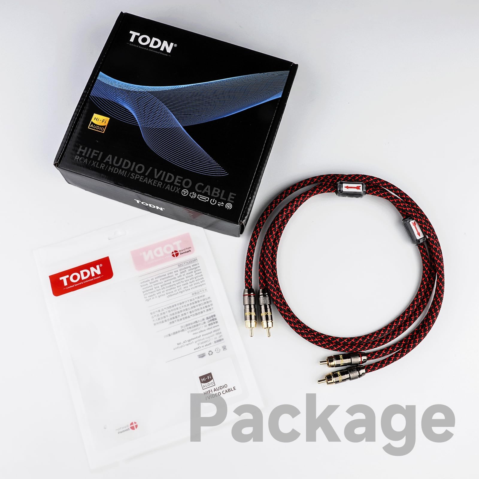 TODN 6.5ft Audiophile RCA Cables Shielded for HiFi Stereo Audio