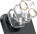 LucBuy 3PCS Sparkling Camera Lens Protector for iPhone 13/iPhone 13 Mini, Full Clear Acrylic Cover with Shiny Colorful Glitter Designed Decoration Back Camera Protector