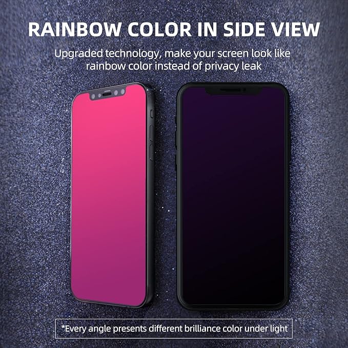EGKimBa Privacy Screen Protector compatible with iPhone 12 /iPhone 12 Pro, 6.1 inch Gradient Colorful Electroplated Anti-Spy Anti-Blue Light Easy Installation Tempered Glass