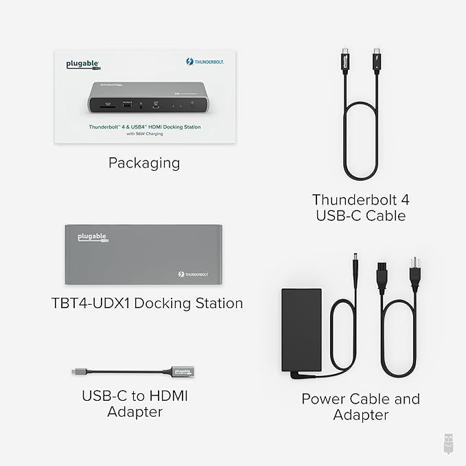 Plugable Thunderbolt 4 Dock for Dual 4K or 8K Display – 100W Charging Docking Station for MacBook Pro and Windows Laptops with 11 Ports, 3X Thunderbolt, Ethernet, USB, and SD Card (TBT4-UDX1)