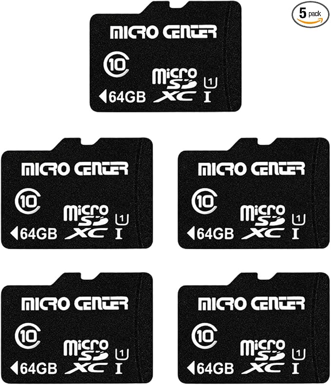 Micro Center 64GB Class 10 MicroSDXC Flash Memory Card with Adapter for Mobile Device Storage Phone, Tablet, Drone & Full HD Video Recording - 80MB/s UHS-I, C10, U1 (5 Pack)