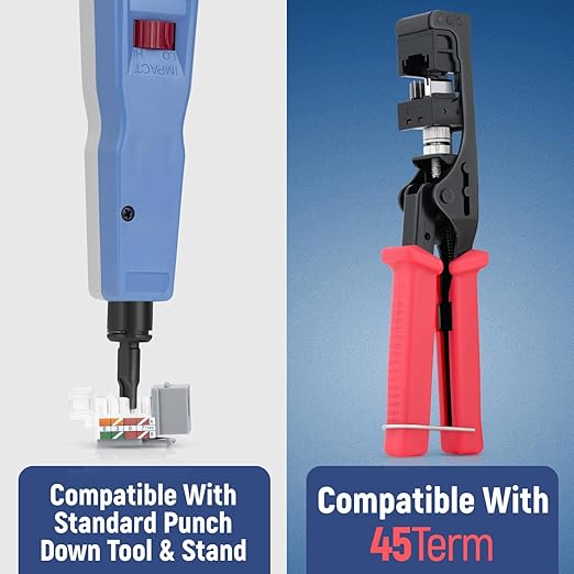 Everest 45° Angled RJ45 Cat6 Keystone Jacks 100-Pack in Gray - Slim Profile Female RJ45 Connectors - Cat 6 Keystone Jack - Compatible with 45° Angled Speed Termination Tool - 45Term (B0BL3GS7ZY)