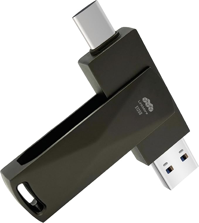 LinkMore NR P50 512GB External SSD – Type-C & USB-A Portable Drive, USB 3.2 5Gbps, 530MB/s Read, 480MB/s Write, 110MB/s Sustained Write – Works with iPhone-15+, PS5, Steam Deck, Android, Mac, Windows