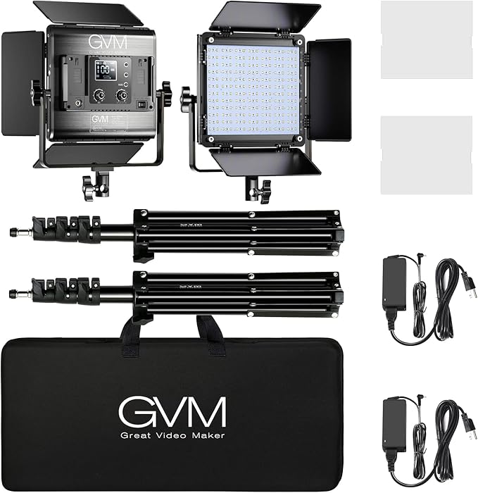 GVM 800D RGB Led Video Light, 2PCS Video Lighting Kit with APP Control, 40W Photography Lighting Led Panel Light with 18 Kinds of The Scene Lights for Studio YouTube, 3200K-5600K, CRI 97+