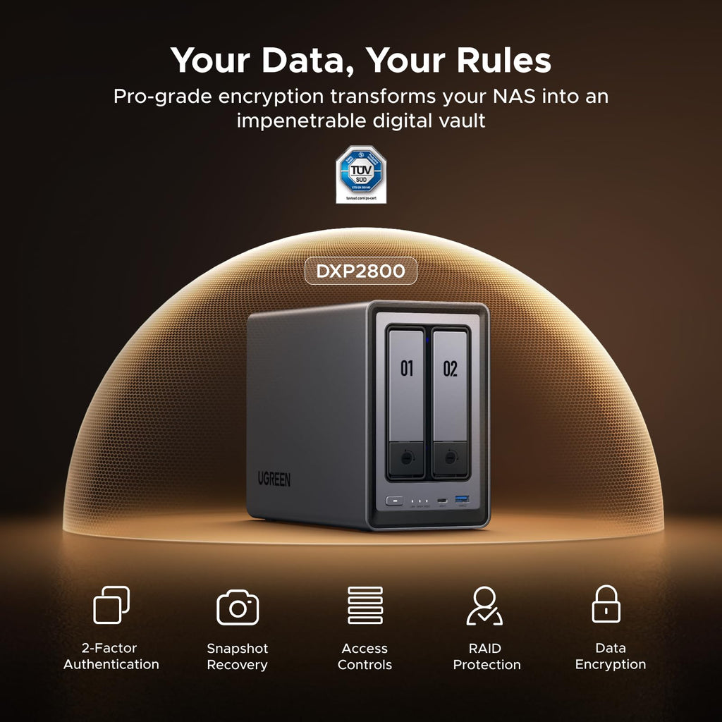 UGREEN NAS DXP2800 2-Bay for Advanced Home Users, Remote Workers & Creators