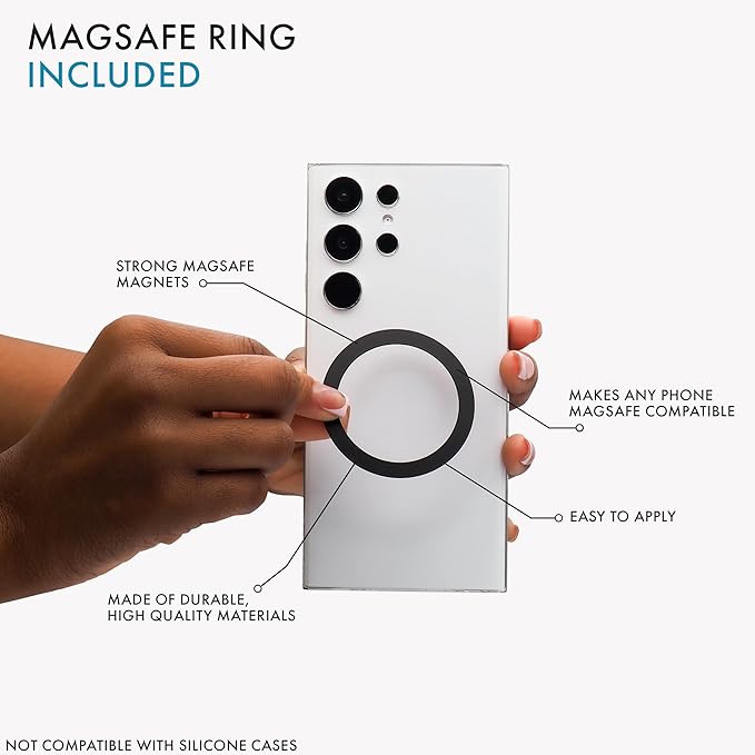 LoveHandle PRO MagSafe Compatible Magnetic Phone Grip w/Kickstand - Mount, Strap and Stand for Smartphone and Tablet - MagSafe Ring Included - Fits All Devices - Solid Limpet