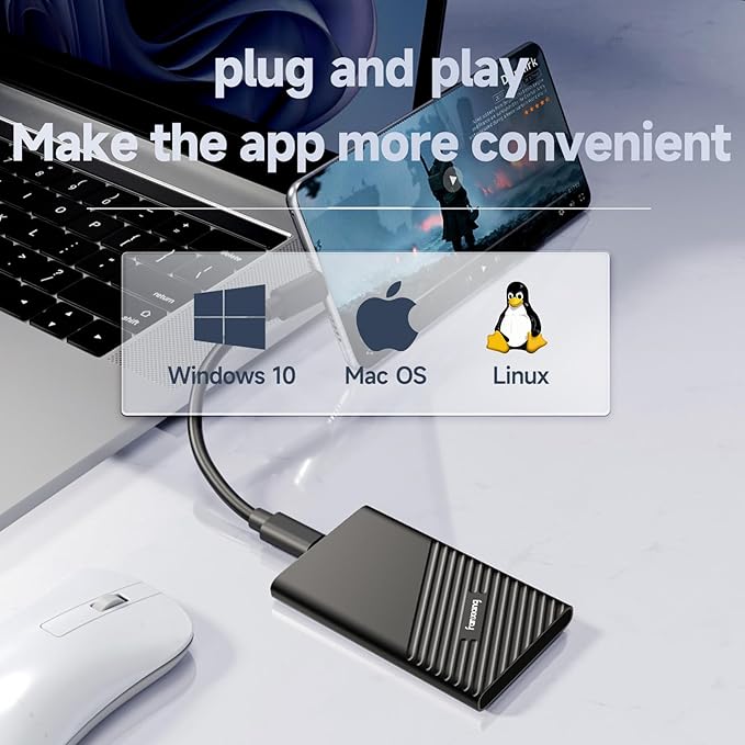 fanxiang 1TB External SSD, Portable Solid State External Hard Drive USB 3.2 Gen2x2, Up to 2000MB/s, USB-C External Storage for iPhone 15/Pro, PC, Laptop, Creators,Gaming Console - PS2000W