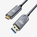Fiber Optic USB A to USB C Cable(50ft),High Speed 10Gbps USB 3.2 Gen2 Active Optical Cable for VR, Webcam, Laptop,Camera,Projector etc,Grey