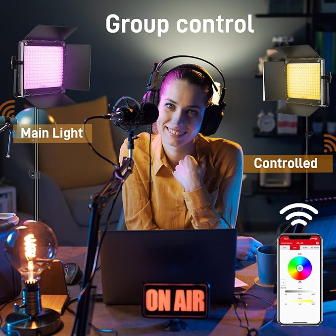 GVM 800D RGB LED Video Light, 2026 Upgraded Panel Light with Optical Lens & 6X Brighter (19500 Lux/0.5m), 3200K-5600K Bi-Color, 20 Scene Modes & CRI97+, Studio Lights, Photography Lighting, 2-Packs