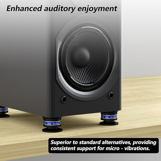 Preffair Audiophile Speaker Isolation Spikes Aluminum Record Player Shock Absorber Speaker Floor Protector Mat Adjustable Subwoofer Anti Vibration Pads Non-Slip LP Vinyl Record Player Base