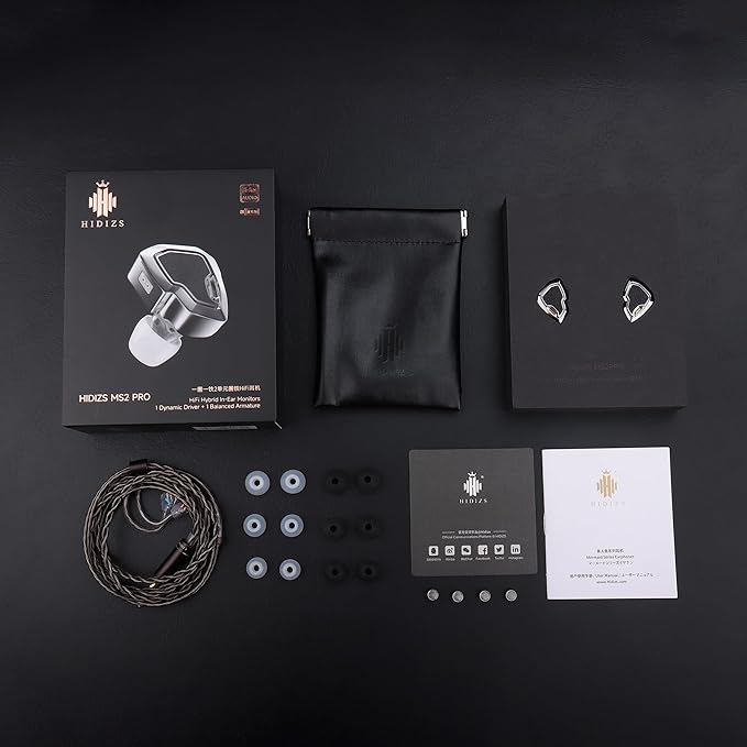 MS2 PRO in-Ear Monitor, 10.2mm Dual-Magnetic Drivers 1DD+1BA Hybird IEMs Wired Earbuds, Zinc Alloy Integrated Molding, Pneumatic Filters for Audiophile Musicians, Detachable 4.4mm OFC Cable