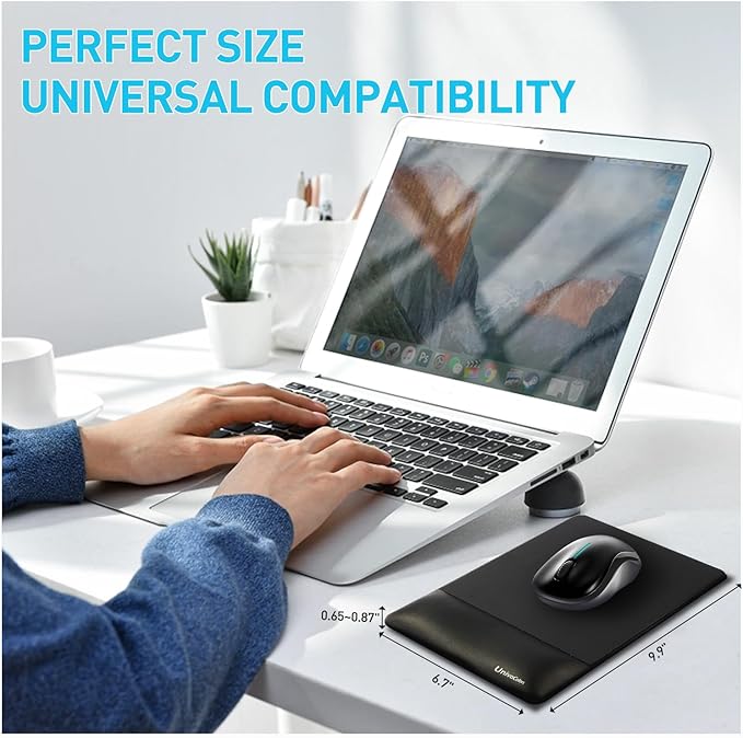 univo colors Design-Wave Wrist Rest Mouce Pad,PE Mouse Sliding Panel+Artificial Sheepskin+Memory Foam+Ergonomic+Anti-Slip Gel,Resilience Support During Work and Gaming,Mouce Accessory,Black