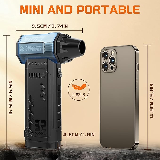 Air Duster -250000RPM Electeic Air Duster, Replaceable Batteries 2pcs,Long Life Cordless mini Blower, 3-Gear Adjustable- Cordless air Duster for Keyboard,PCs,Outdoors,Leaves,Car Cleaning