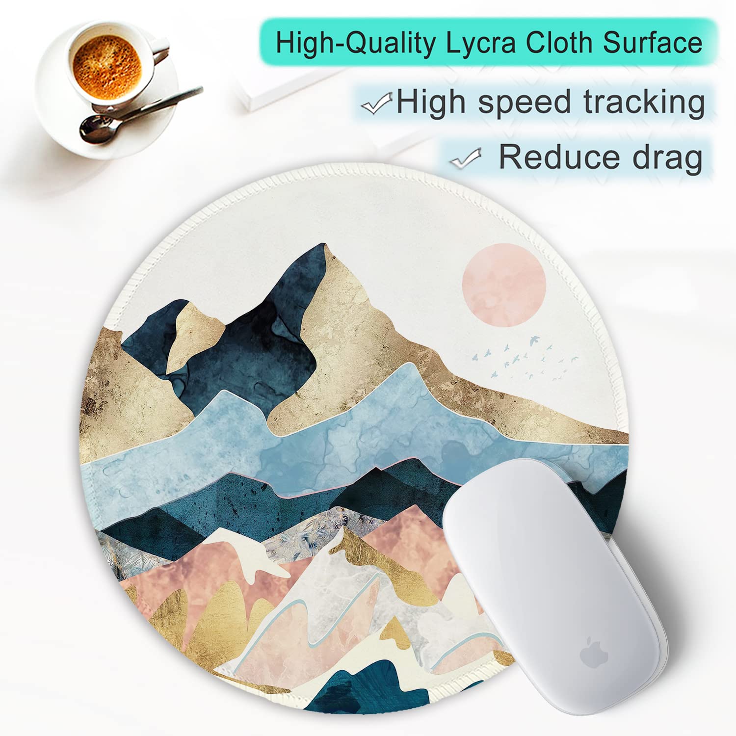 ITNRSIIET Round Mouse Pad with Stitched Edge Premium-Textured Waterproof Non-Slip Rubber Base Desktop Protection Mat Diameter 8.7 inches, Sunrise