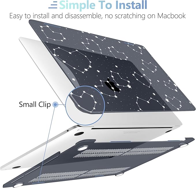 MEEgoodo Case for MacBook Pro 13 inch Case 2022 2021 2020 A2338 M2/M1 A2251 A2289, Laptop Hard Shell with Keyboard & Camera Cover Compatible with 13 inch MacBook Pro,Constellations & Hearts