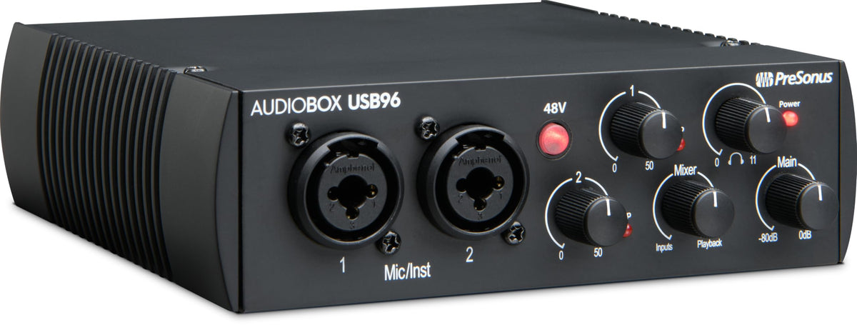 PreSonus AudioBox USB 96 Bundle — USB Audio Interface, XLR Interface for Guitar, Device for PC & Mac, Complete Recording Package with Studio One Pro, Music Production, Home Studio