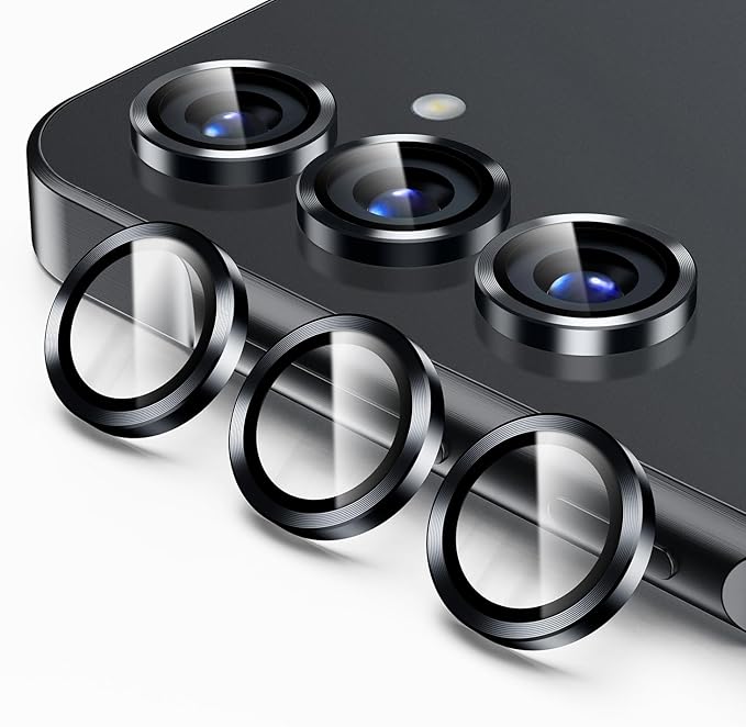 Korecase for Galaxy S25 Ultra Camera Lens Protector,9H Tempered Metal Glass Anti Scrach Rear Camera Screen Protector, Shockproof Metal Ring Lens Protection for Samsung Galaxy S25 Ultra，Black