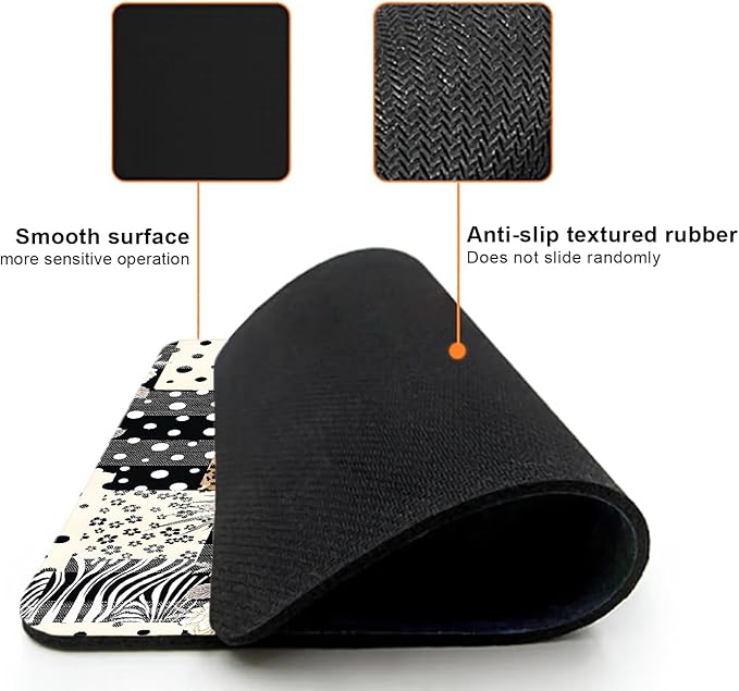 Mouse Pad, Cute Black Polka Dot Lattice Mouse Pads for Desk, 9.5" x 7.9" Non-Slip Rubber Base Computer Mousepad with Women, Portable Square Design for Wireless Mouse and Pad Laptop Office & Travel