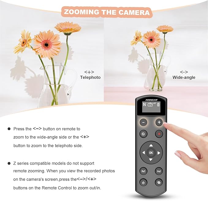 Remote Control for Nikon Camera,USB-C Rechargeable Wireless Shutter Release with OLED Screen – Video, Zoom & Focus Control for Nikon A1000, B600, P1000, P950, Z6III, Z30, Z50II, Zfc, Z5 (Black)