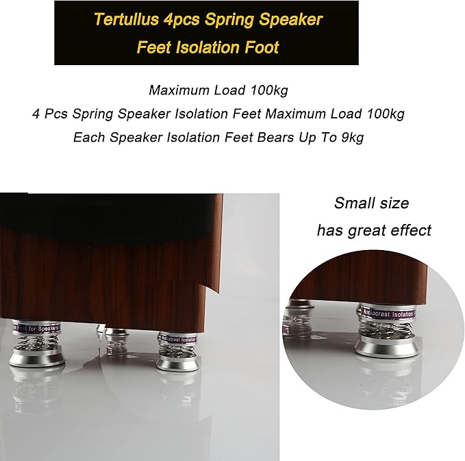 Tertullus 4 Pcs Speaker Isolation Feet 43mm×38.5mm Audio Shock Absorber Floor Protectors Dampening Pad Rubber Pads Anti-Vibration Pads for Turntable Amplifier DAC Subwoofer Audio Equipment