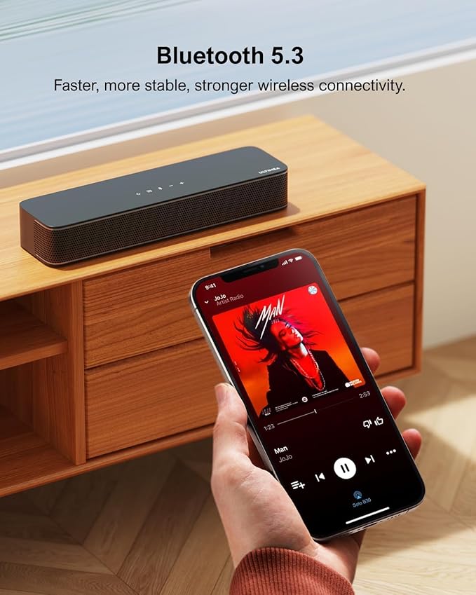 ULTIMEA 2.1ch Compact Sound Bar for TV, Built-in Subwoofer, APP Control, Peak Power 120W, All-in-one PC Sound bar for Game, 16 Inches Bluetooth 5.3 TV Sound Bar, Opt/AUX/Wall Mount, Solo B30 Pro