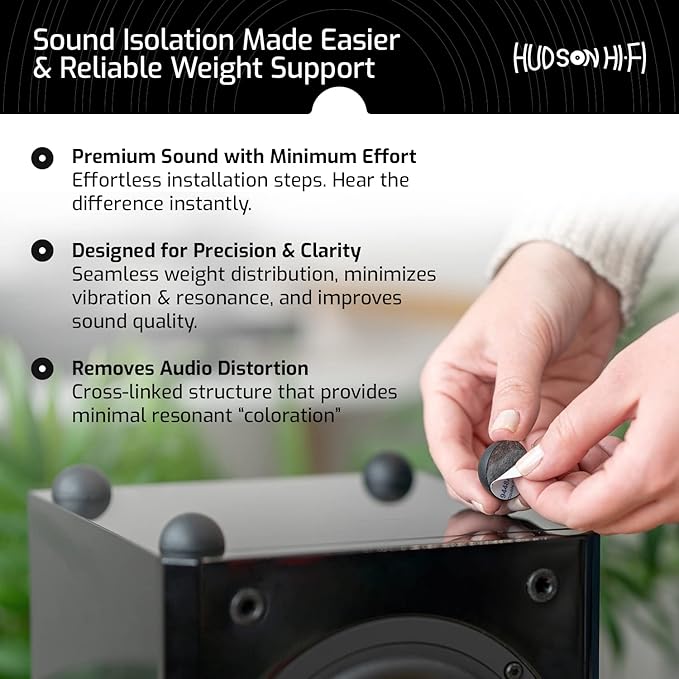 1.25" Platinum Silicone Speaker Isolation Pads - 4-Pack Non-Skid Speaker Pads with Adhesive, Speaker Isolation Feet for Record Player Isolation - Turntable Feet and Subwoofer - 20 Duro