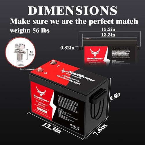 12V 330Ah Lithium LiFePO4 Battery with 200A BMS Grade A Cells Deep Cycle Rechargeable Battery,10000+ Cycles,Perfect for Golf Cart,Off Grid Applications