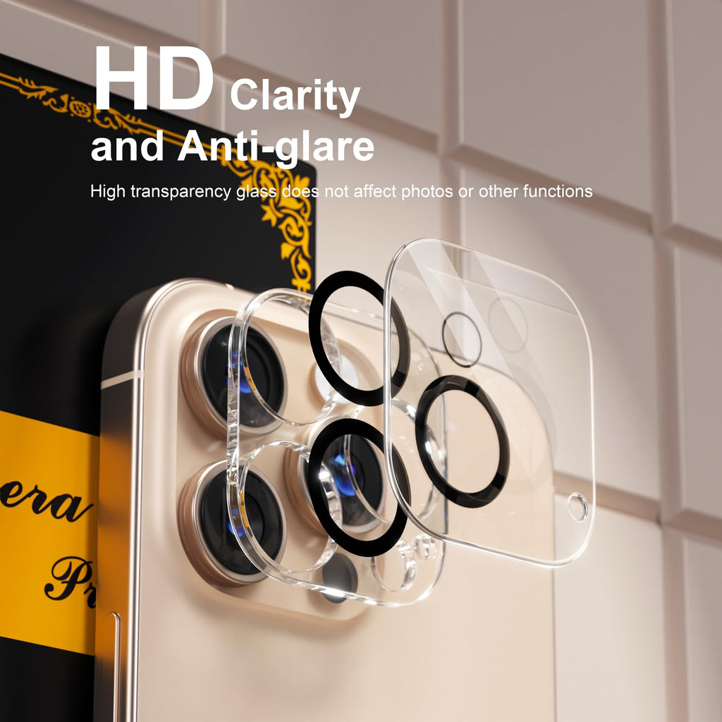 beuxece for 6 Pack iPhone 16 Pro/iPhone 16 Pro Max Camera Lens Protector [Drop Protection] [Case Friendly] [Easy Installation] 9H Tempered Glass Camera Screen Protector Cover Accessories, Clear